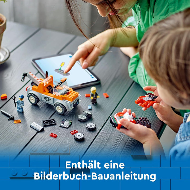 LEGO City Abschleppwagen mit Sportauto, Spielzeug-Auto für Jungen und Mädchen ab 4 Jahren, Geburtsta