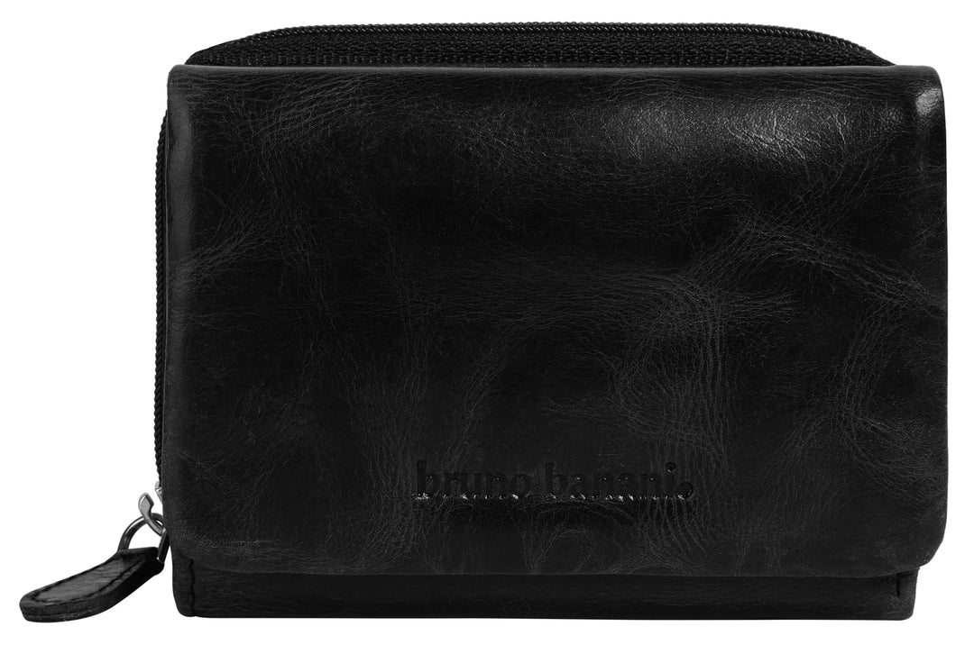 bruno banani Geldbörse echt Leder Damen Schwarz, Schwarz