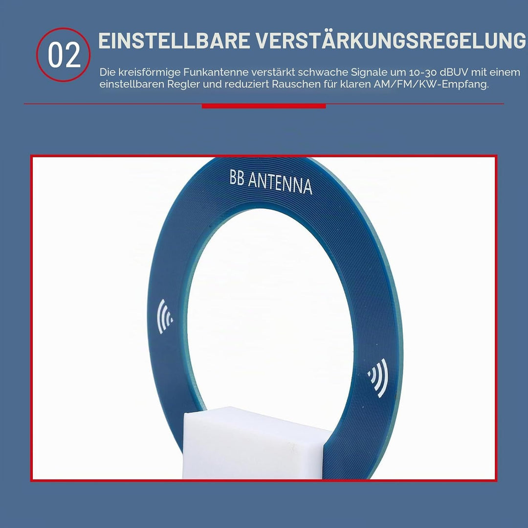 Schleifenantenne, 9.9 KHz-181MHz Kleine SW Runde Antenne, Tragbare Rotierbare FM Shortwave Richtungs