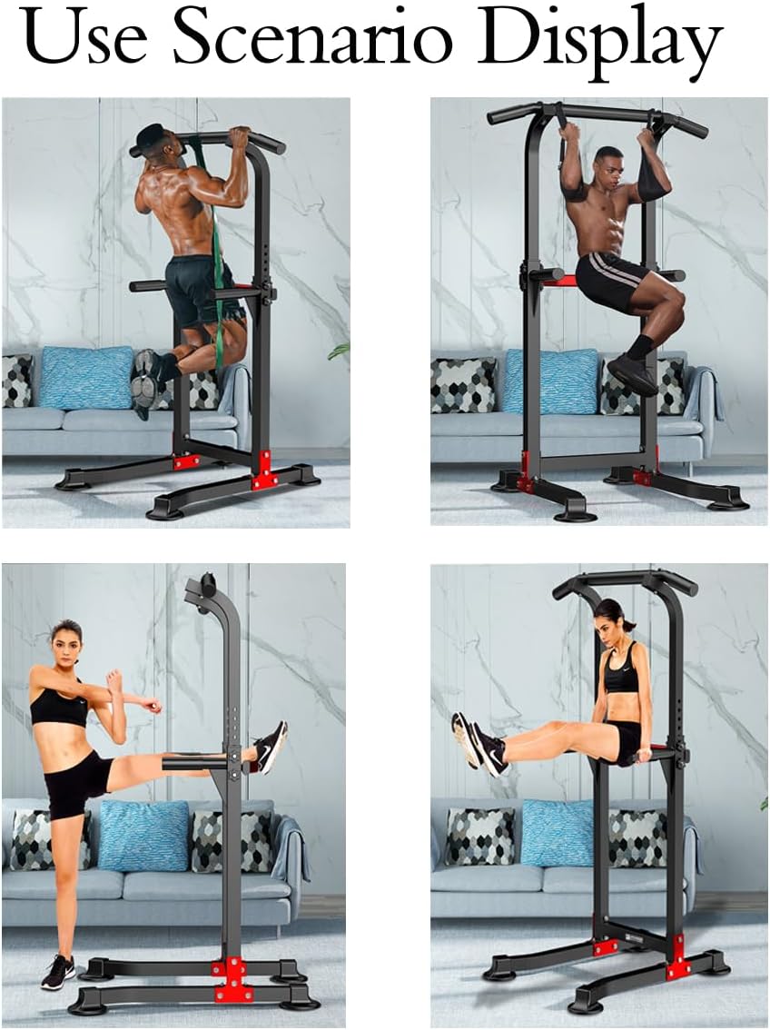 EASY BIG Power Tower Dip Station Pull Up Bar - Mehrzweck-Heimtrainingsgerät mit Verstellbarer Höhe u