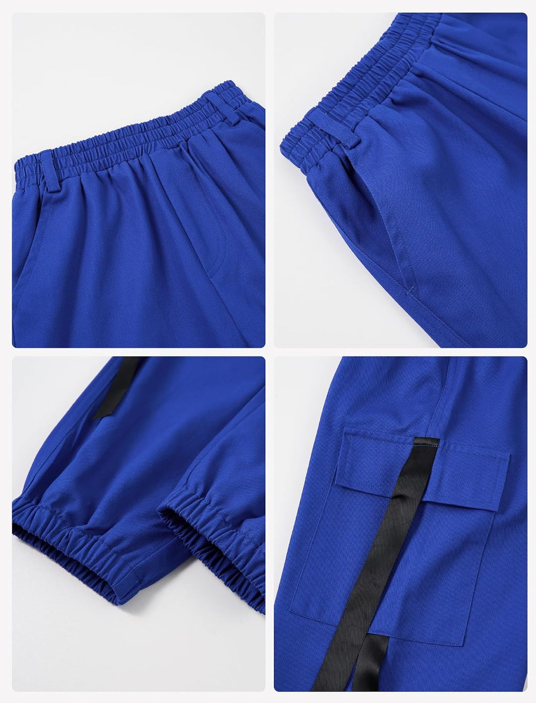 Rolanko Mädchen Hip Hop Hose Kinder Cargohose Elastische Jogginghose für Streetwear Tanz Blau 6-7 Ja
