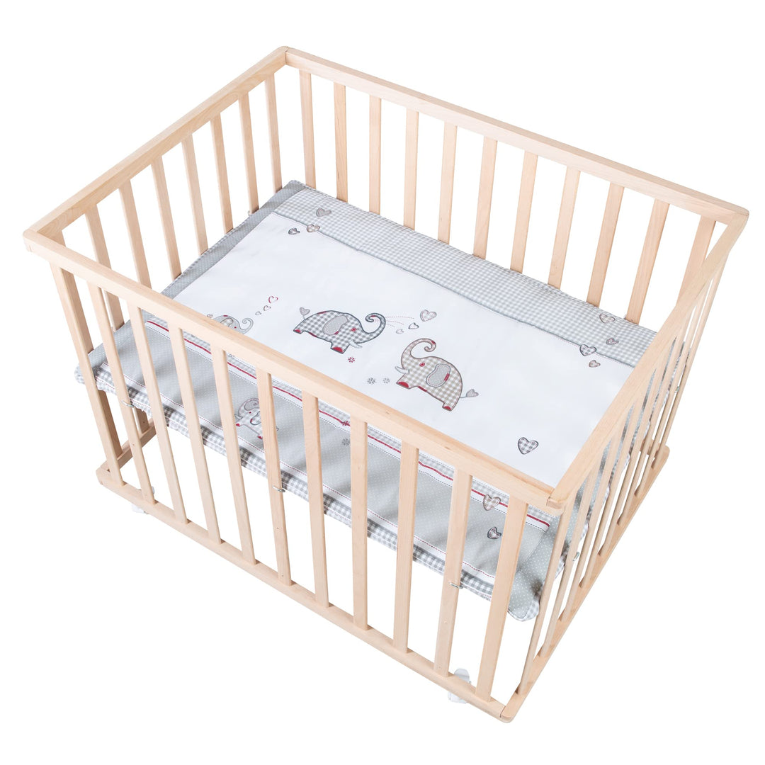 roba Laufgitter Jumbotwins 75 x 100 cm inkl. Einlage - Mobiles Krabbelgitter mit Rollen - Laufstall