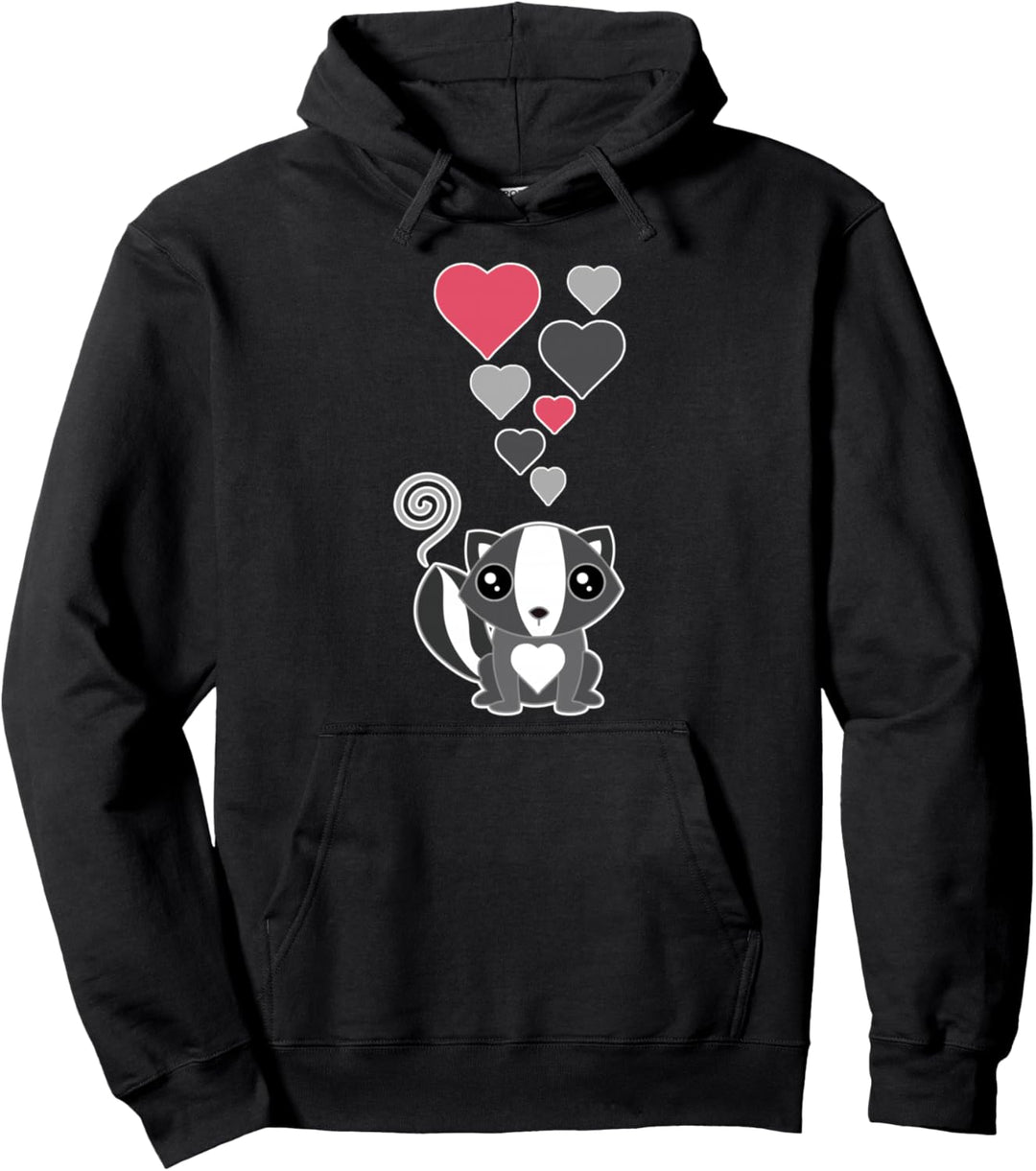 Nettes Stinktier mit Herzen Pullover Hoodie