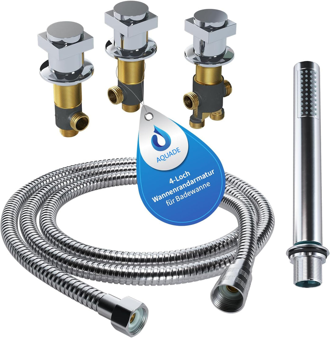 AQUADE Niederdruck Armatur Bad - Wasserhahn Badewanne - Badarmatur Waschbecken - Bad Set - Badewanne
