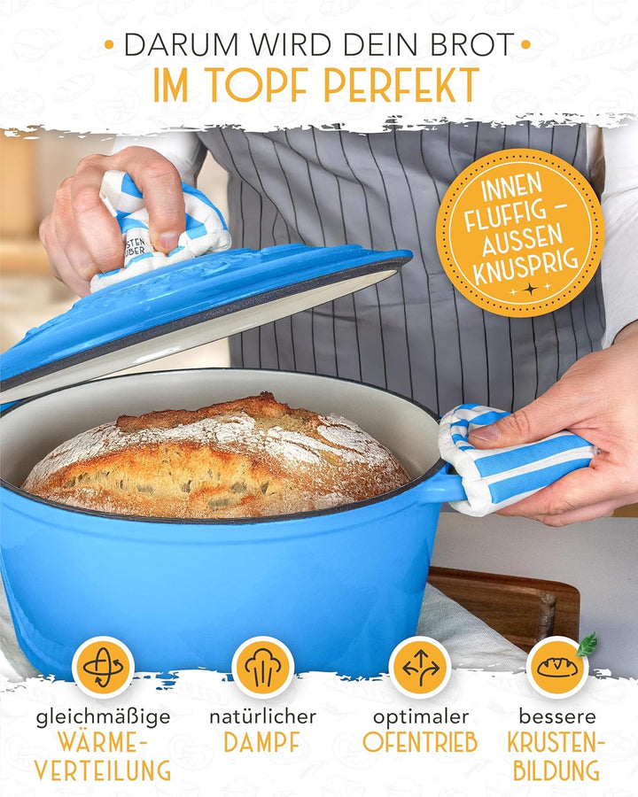 KRUSTENZAUBER Gusseisen Topf als Schmortopf mit Deckel - 26cm Emaille Topf als Gusseisen Bräter oder