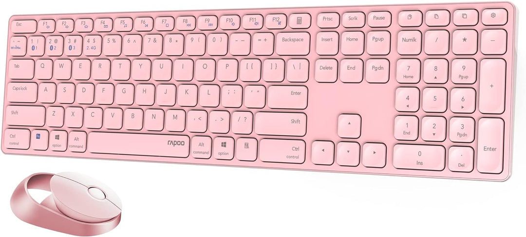 Rapoo 9750M kabelloses Tastatur-Maus Set Wireless Deskset 1600 DPI Sensor wiederaufladbarer Akku fla