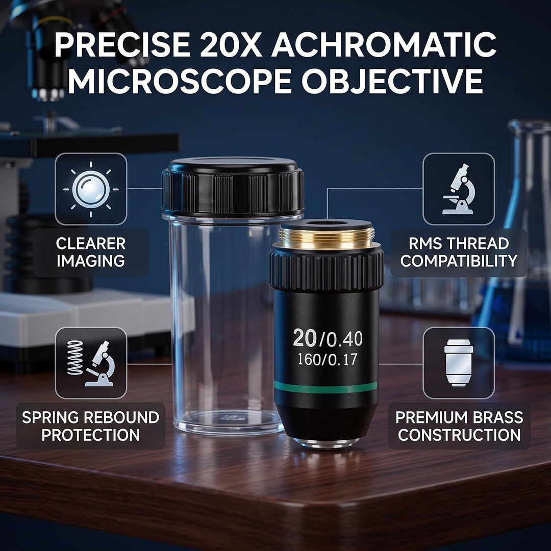 Achromatisches Mikroskop-Objektiv 20-Fach Hohe Lichtdurchlässigkeit 20.2mm Schnittstelle Professione