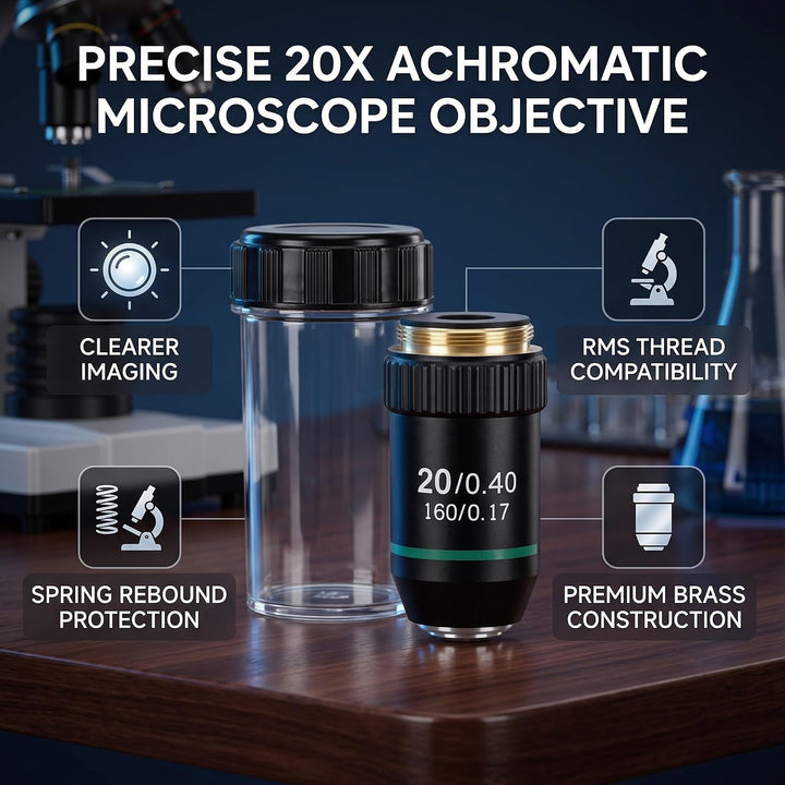 Achromatisches Mikroskop-Objektiv 20-Fach Hohe Lichtdurchlässigkeit 20.2mm Schnittstelle Professione