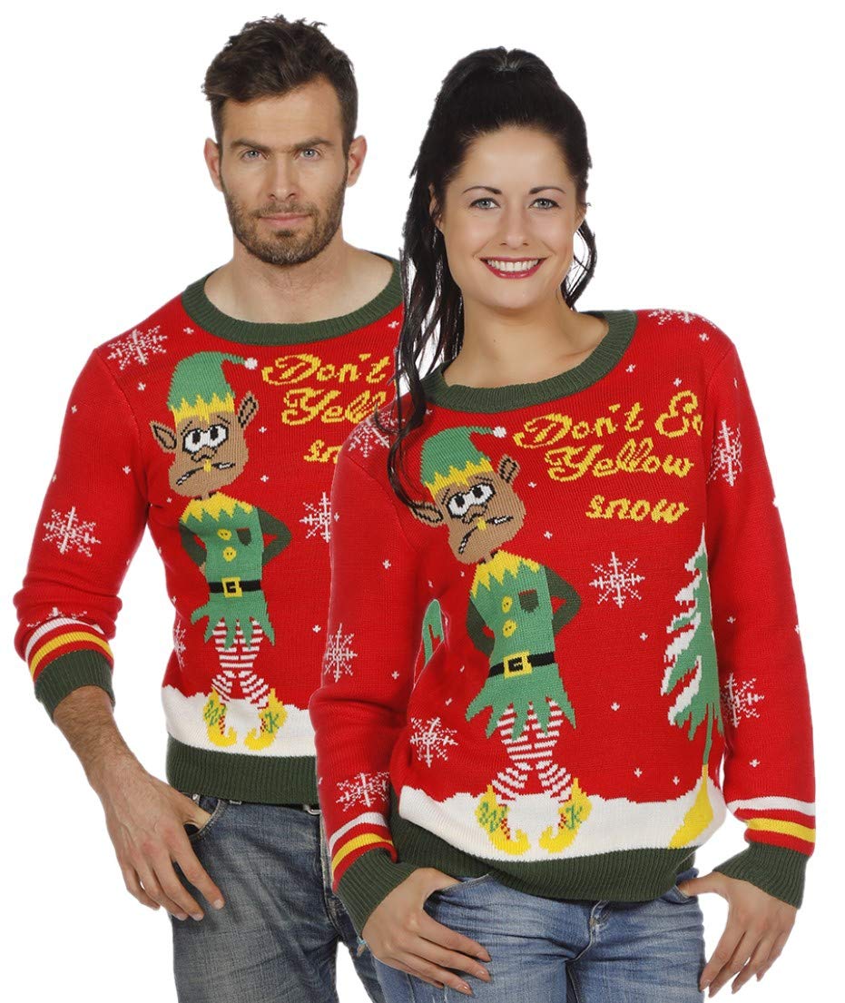 Ugly Christmas Sweater Don`t Eat Yellow Snow Frauen Weihnachtspullover rot L