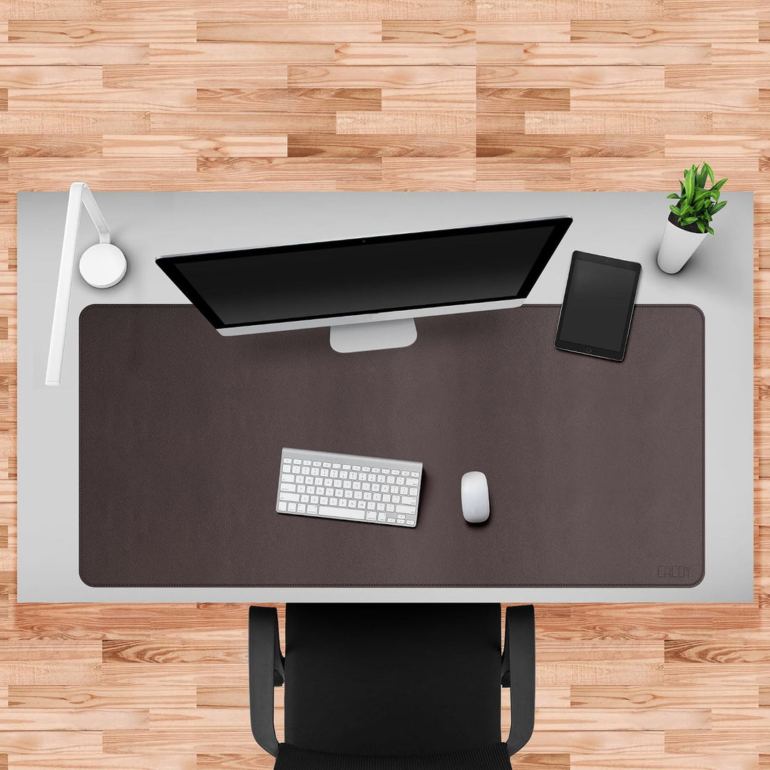 Cacoy 120x60cm Doppelseitige Schreibtischunterlage, XXL Gross Mauspad, Braun | Multifunktionale Schr
