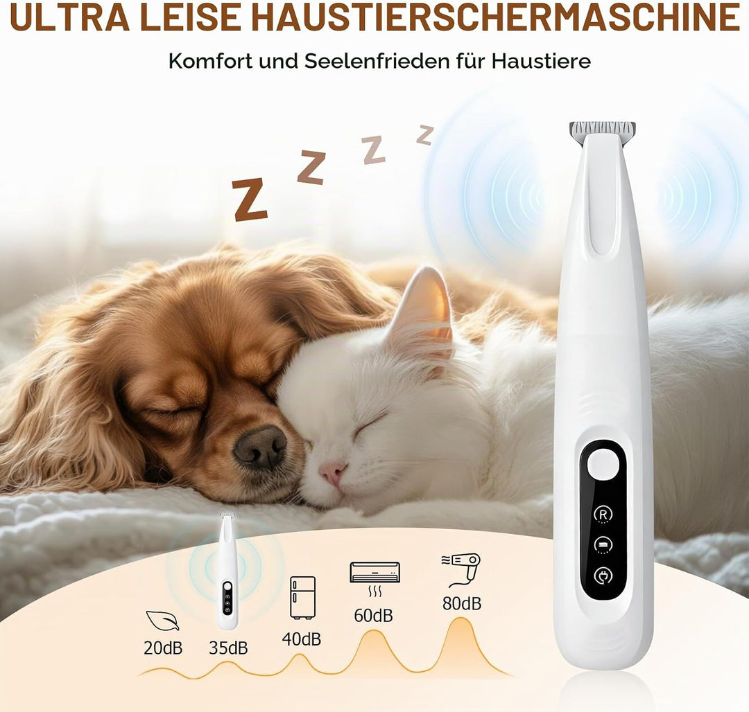 Pfotentrimmer für Hunde &amp; Katzen mit LED Licht, Superleise/Wiederaufladbarer/18 mm breite Klinge Pfo