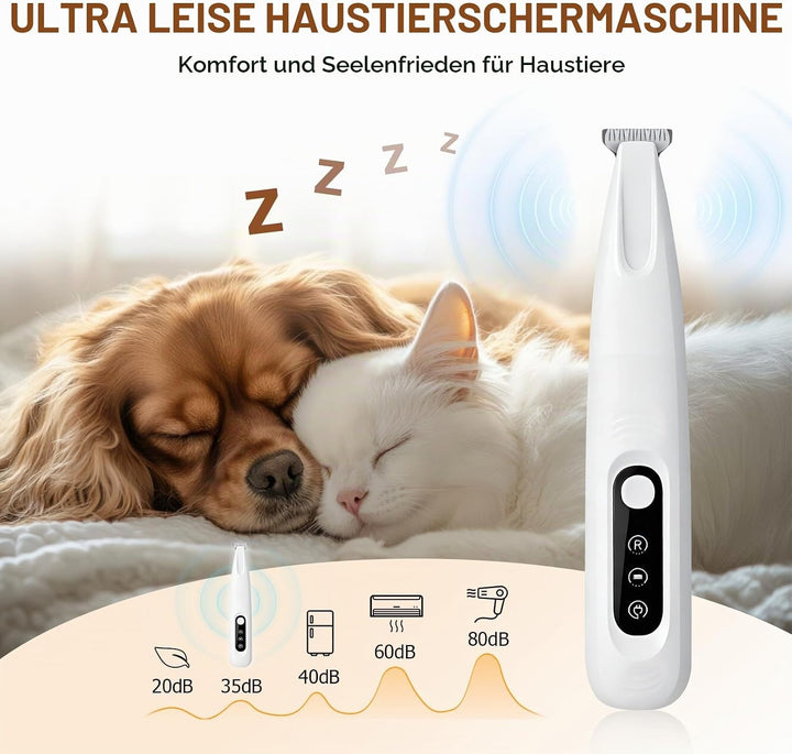 Pfotentrimmer für Hunde &amp; Katzen mit LED Licht, Superleise/Wiederaufladbarer/18 mm breite Klinge Pfo