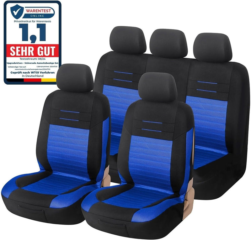 Upgrade4cars Auto-Sitzbezüge Blau Schwarz | Auto-Schonbezüge Set für Vordersitze & Rückbank | Auto-S