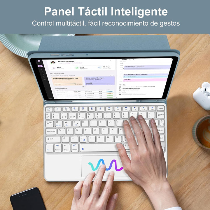 FOGARI Tastatur mit Touchpad für Samsung Tab S10 Lite/S10 FE / S9 FE 27,6 cm (10,9 Zoll), Schutzhüll