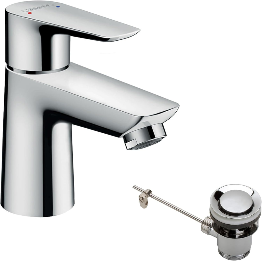 hansgrohe Niederdruck Waschtischarmatur Talis E, Wasserhahn Bad mit Auslauf Höhe 80 mm, mit Zugstang