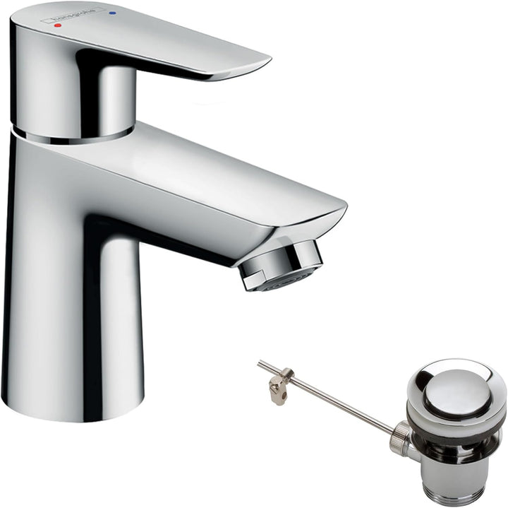hansgrohe Niederdruck Waschtischarmatur Talis E, Wasserhahn Bad mit Auslauf Höhe 80 mm, mit Zugstang