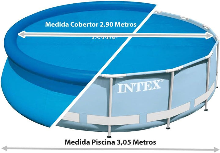 Intex Prism Rondo Frame Pool Set - Ø 305 x 76 cm, Hellgrau & Solar Cover - Solarabdeckplane Ø 305 cm