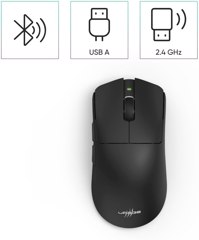 uRage Gaming-Maus „Reaper 820 Wireless“, 57g, 8.000 Hz, 26.000 DPI | Leicht, schwarz, Polling Rate,