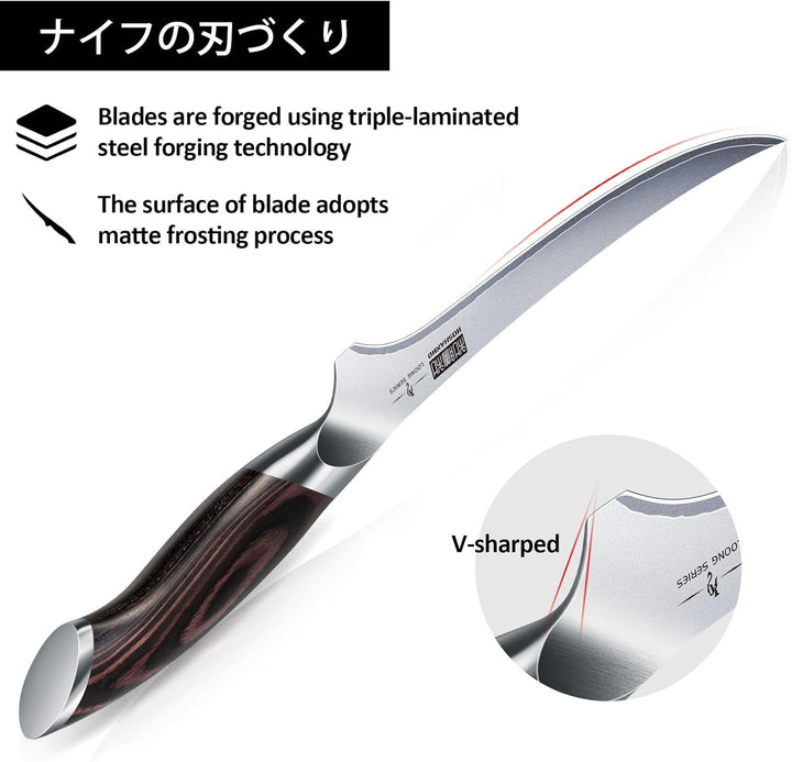 HOSHANHO Filetiermesser 23cm Küchenmesser, Profi Fischmesser und Ausbeinmesser, Fischfiletmesser Ult