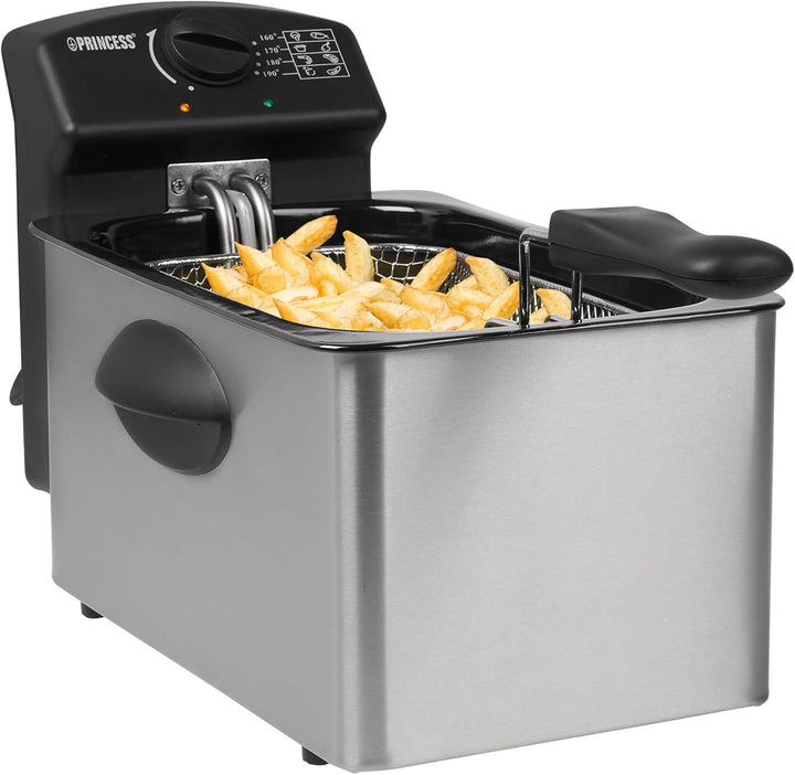 Princess Fritteuse – 2000 Watt, 4 Liter Fassungsvermögen, 800 g Füllmenge, 4 Personen, Thermostat, K
