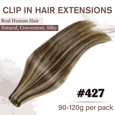 Hetto Echthaar Extensions Clip in Remy Clip in Echthaar Extensions Braun Highlight Extensions Clip i