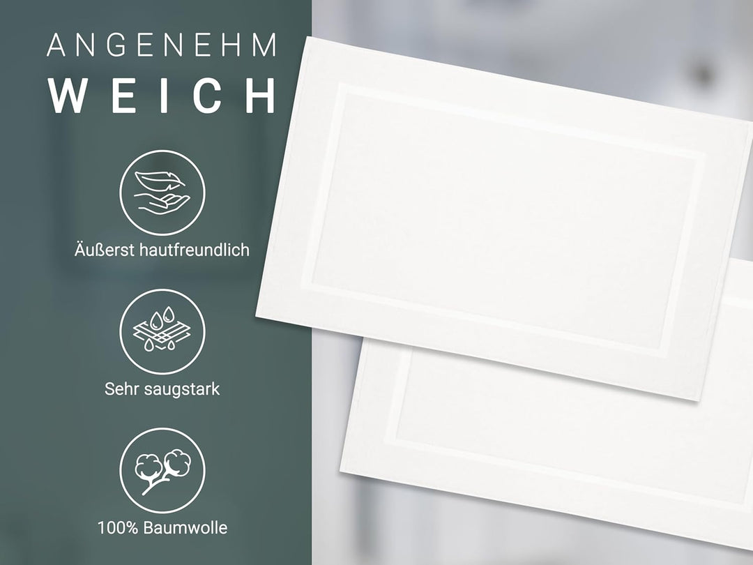 ZOLLNER 2er Set Badematten in 50x80 cm - besonders saugstarke und weiche Badvorleger in weiss - mit