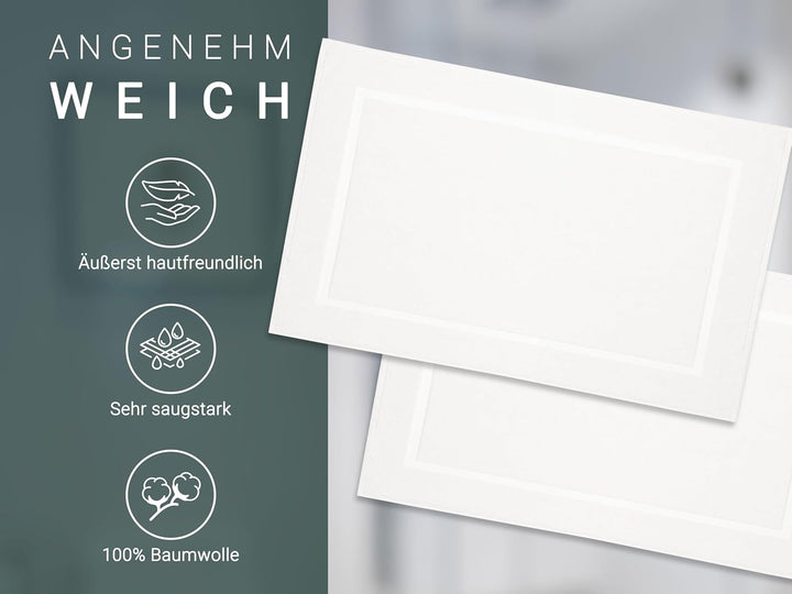 ZOLLNER 2er Set Badematten in 50x80 cm - besonders saugstarke und weiche Badvorleger in weiss - mit