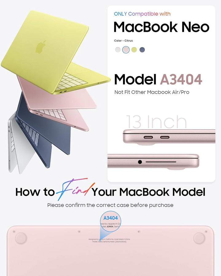 Fintie Hülle Kompatibel mit MacBook Neo 13 Zoll A3404 mit A18 Pro Chip 2026, Ultradünne Hartschale S