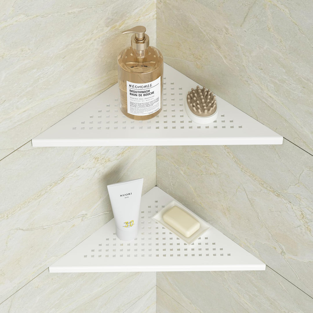 Neodrain Duschablage Eckregal Edelstahl 304 Duschregal Weisse Duschkorb für Badezimmer, Küche, 2 Stü
