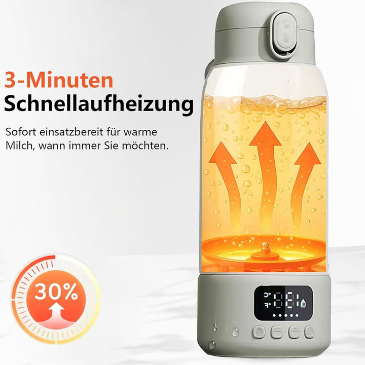 Tragbarer Flaschenwärmer Baby für unterwegs,500ml Kapazität,100W Schnellwärmung,24-Stunden-Konstantt