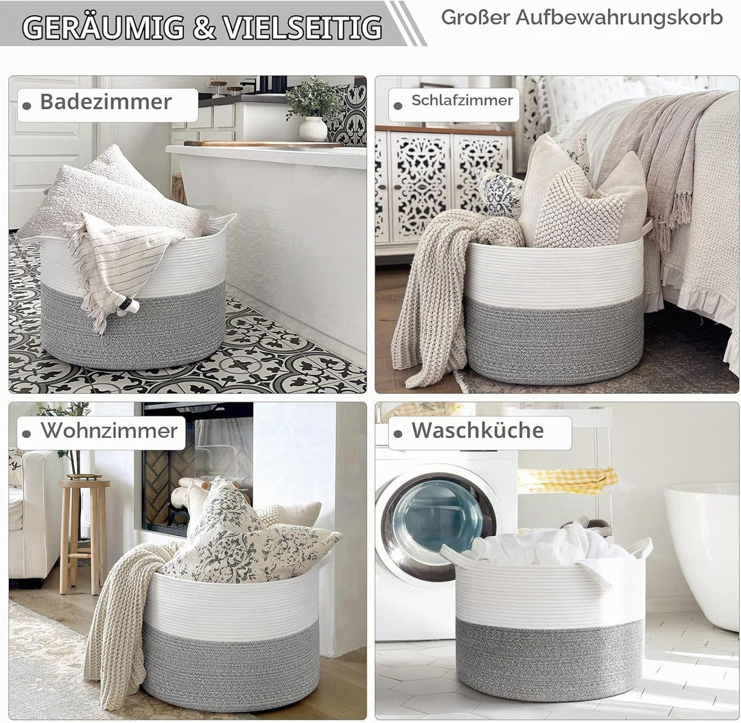 TIMEYARD Aufbewahrungskorb Kinderzimmer, Korb Aufbewahrung, Wäschekorb Kinder, Korb Gross, Körbe für