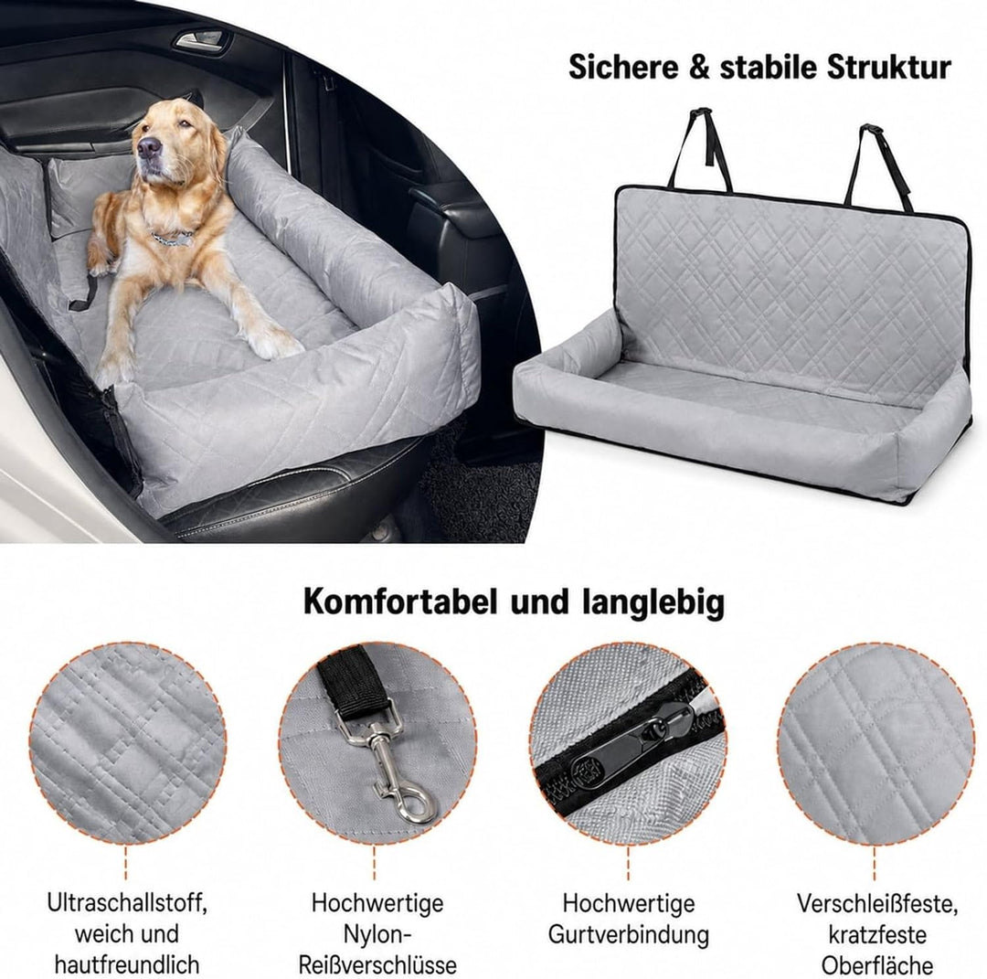 Autositz für Hunde, Rücksitz, grau