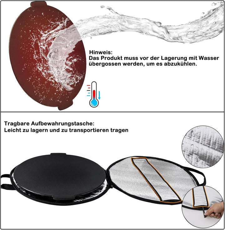 YUENFONG Gusseisen Grillpfanne mit 3 Beinen Grillplatte Gusseisen BBQ Ø 45cm, Dutch Oven Ständer Gus