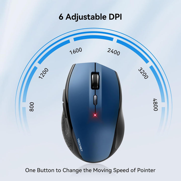 TECKNET Silent Maus Kabellose, 4800DPI 2.4GHz Leise Funkmaus mit Nano Empfänger, Side Control, Ohne