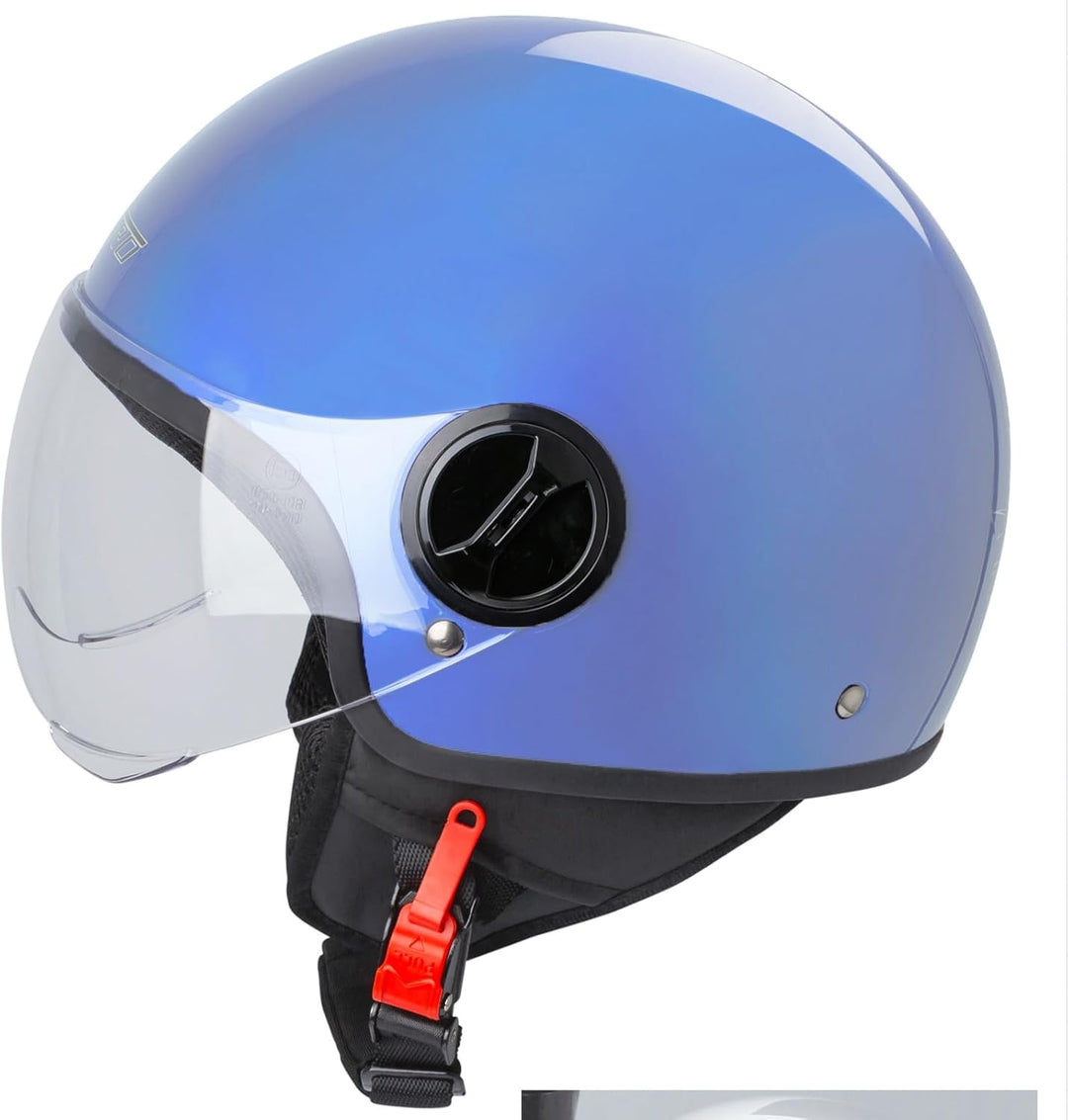 Motorradhelm Motorrad Roller Jet Helm Demi Avio Viser Homologiert SonicMoto Blau S 55-56 cm ( S) Bla