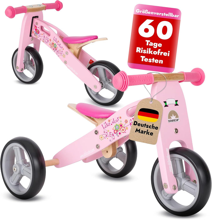 BIKESTAR Mini Kinder Laufrad Holz Lauflernrad mit DREI Rädern für Jungen und Mädchen ab 1 – 1,5 Jahr