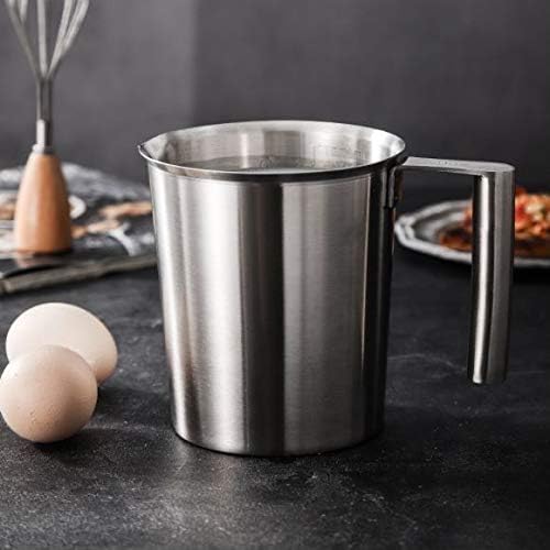 Messbecher Edelstahl 1L Milchkännchen aus Edelstahl Messkanne mit Masseinheiten & Griff Metallkännch