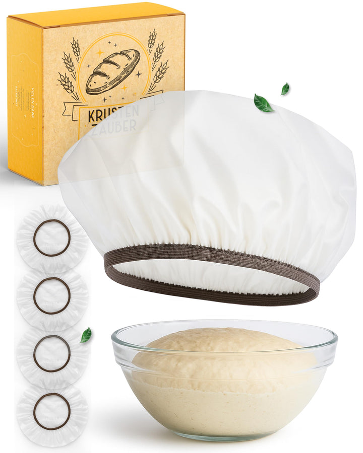 KRUSTENZAUBER 4x Abdeckhaube für Gärkörbe - Wiederverwendbar Gärfolie als Brot backen Zubehör – Gärh