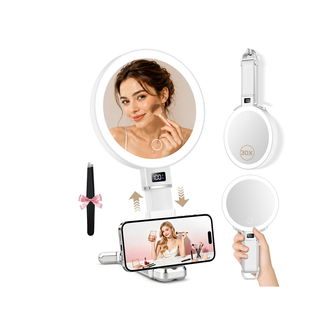 B Beauty Planet 30X/1X Vergrösserungsspiegel mit Licht, Höhenverstellbarer Schminkspiegel mit Beleuc