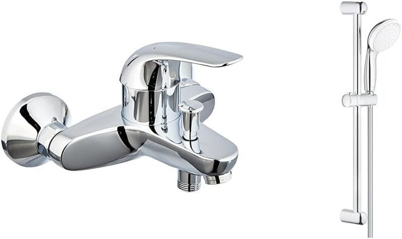 GROHE Euroeco | Badarmatur - Wannenarmatur, mit Keramikkartusche | chrom & Tempesta 100 |Brause- und