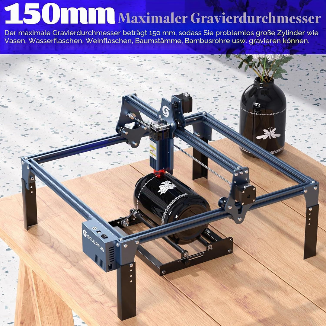 SCULPFUN Laser-Rotationswalze, Lasergravierer Y-Achsen-Rotationswalze mit 360°-Rotation zum Lasergra