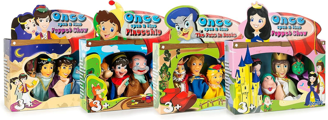 Leomark Bunte Puppen zum Spielen im Theater - 4 Märchen - Handpuppen für Kinder, Schneewittchen, Der