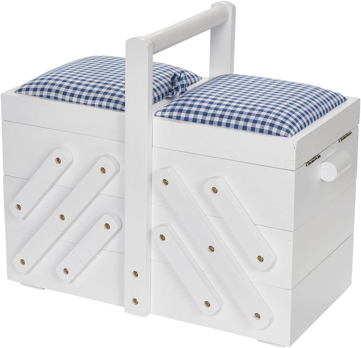 Prym 612578 Nähkasten/Nähkästchen Holz M weiss mit Stoff