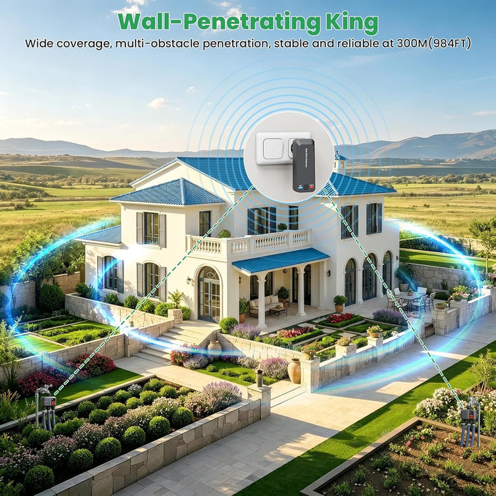 Bewässerungscomputer WLAN 3 Ausgänge mit 300M RF-Technologie, Bewässerungsuhr für Gartenbewässerung