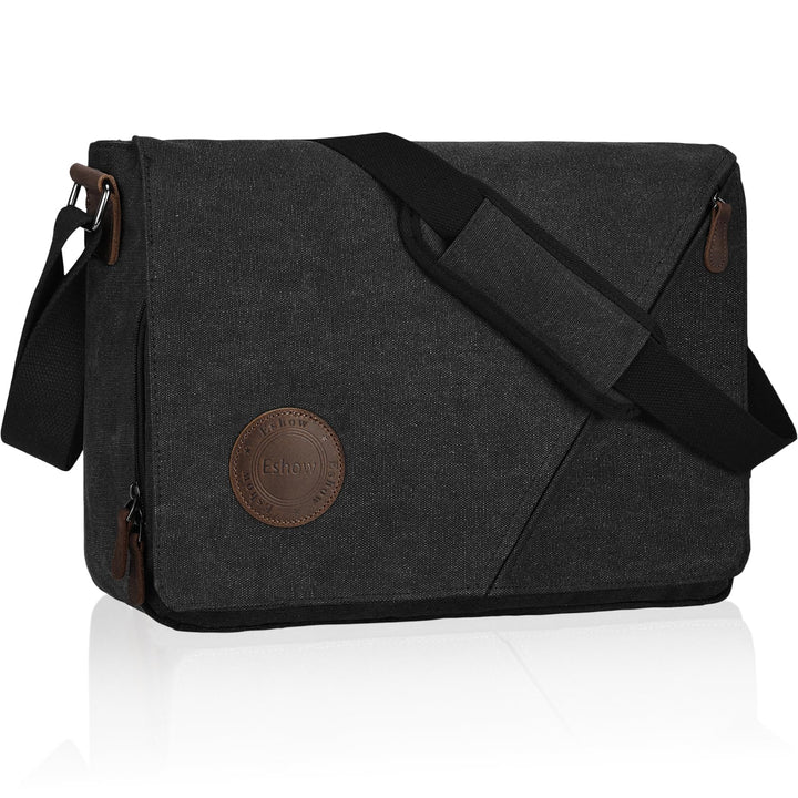Eshow Umhängetasche Herren 14 Zoll Wasserabweisend, Laptoptasche Messenger Bag aus Echtleder und Can