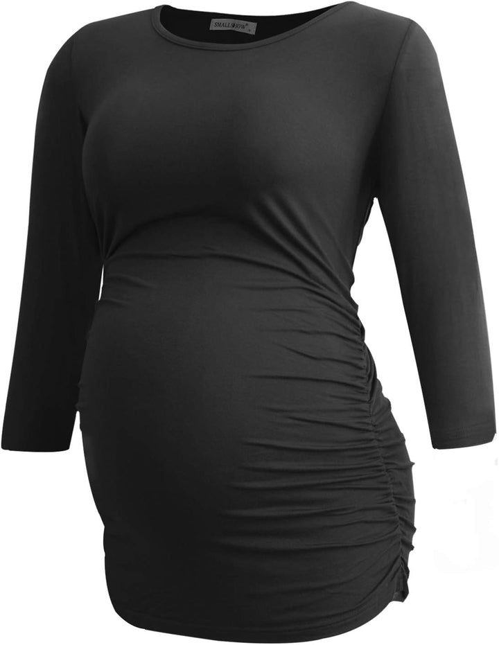 Smallshow Damen Schwanger Mutterschaft Oberteile 3/4 Ärmel Umstandsshirts Schwangere Tops Schwangers
