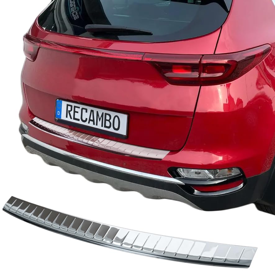 RECAMBO Ladekantenschutz Edelstahl Hochglanz poliert, Chrom Look - kompatibel für Kia Sportage - QL