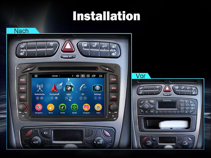 Erisin 7 Zoll 8-Kern 8GB+128GB Android 14 Autoradio Bluetooth GPS Navigation für Mercedes A/C/G Klas