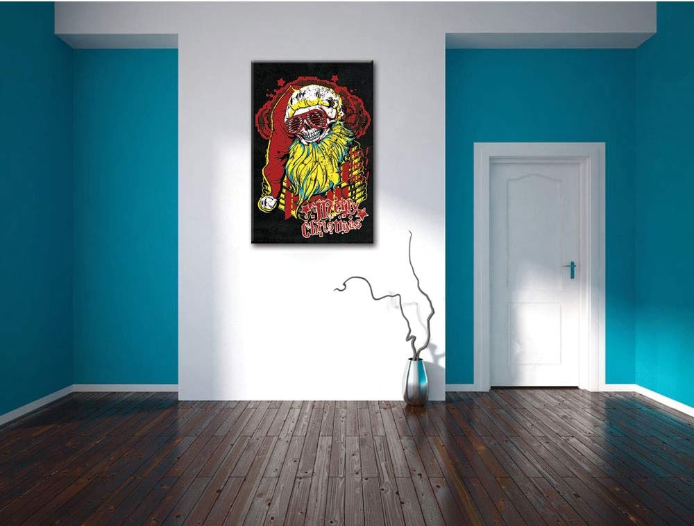 Dark Dead Santa black Leinwandbild Bild auf Leinwand, XXL riesige Bilder fertig gerahmt mit Keilrahm