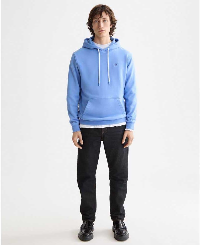 Scotch & Soda Herren Essential Badge Logo Hooded Sweatshirt S Blue Bonnet, S Blue Bonnet